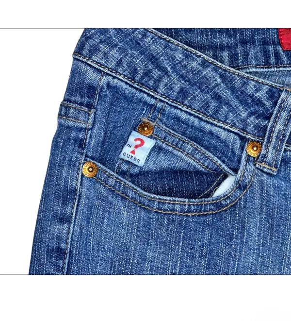 Vintage 90s Guess Jeans Straight Leg Womens 29 Mid Rise Triangle Logo Y2K Grunge Denim - Image 3