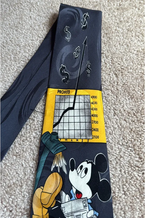 Vintage Disney Mickey Unlimited Corporate Profits Silk Necktie - Image 5