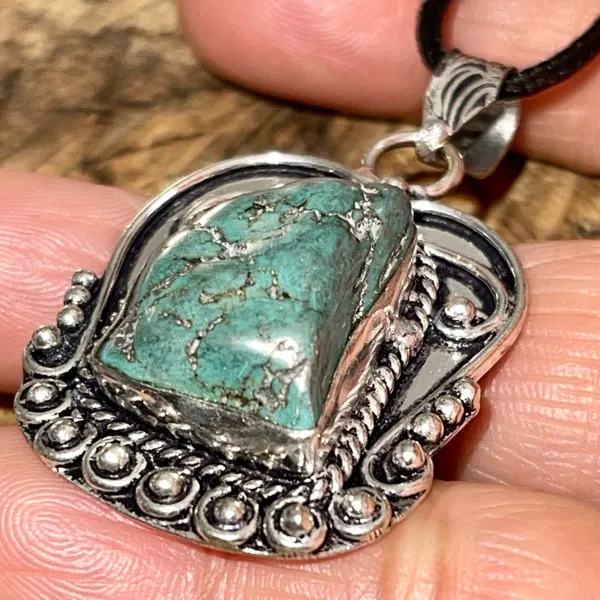 Blister Stabilized Turquoise Pendant 2” Blue - Image 9
