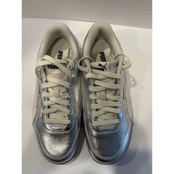 PUMA Bella Donna low-top lifestyle sneakers in a metallic silver finish 6.5 - Image 4