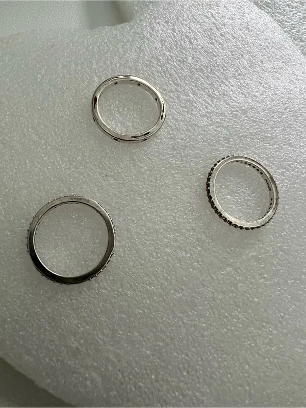 Vintage Style CZ Stack Ring Set 3-Piece Silver Plated Rings US Size 5 - Image 7