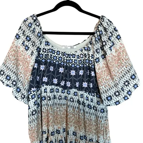 NWT DEX Maxi Dress 1X Navy Floral Boho Tiered‎ Puff Elastic Sleeves Flowy Spring - Image 5