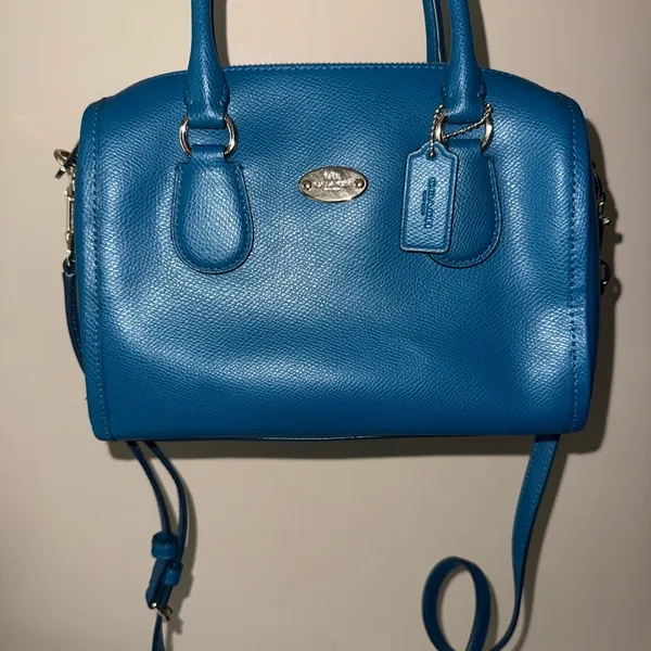 COACH Shoulder Bag Crossbody Bag Hand Bag color‎ Blue Leather F33329 U - Image 3