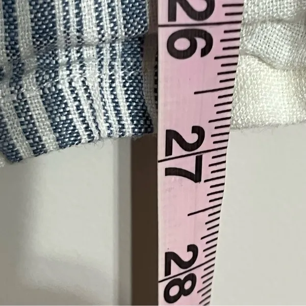 Altar'd‎ State White Blue Striped 100% Linen Mini Dress Off Shoulder Size Small - Image 9