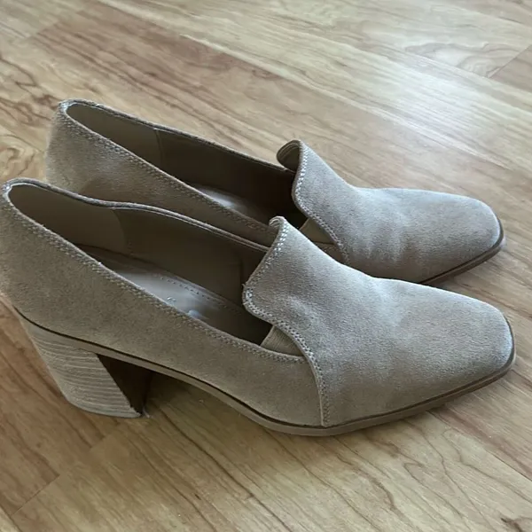 JOIE Wevenly Suede Block Heel Shoe Tan Slip On Chunky Square Toe Loafer size 9.5 - Image 5