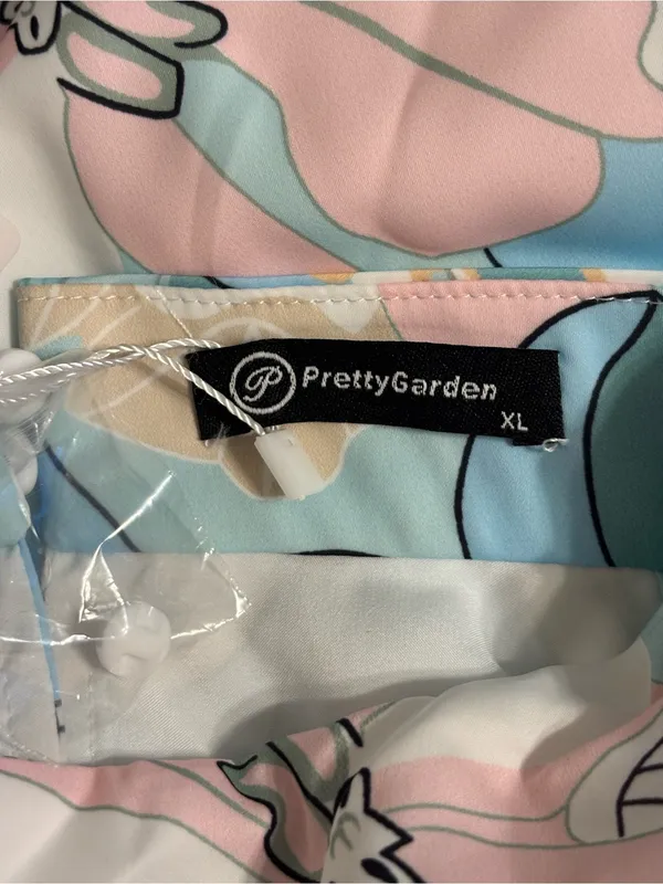 🌸 PrettyGarden Floral Midi Dress XL Blue Pink Sleeveless Mock Neck NWT - Image 2
