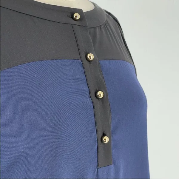 Kate Spade 100% Silk Colorblock Black Blue Popover Shift Career‎ Dress size 8 - Image 4