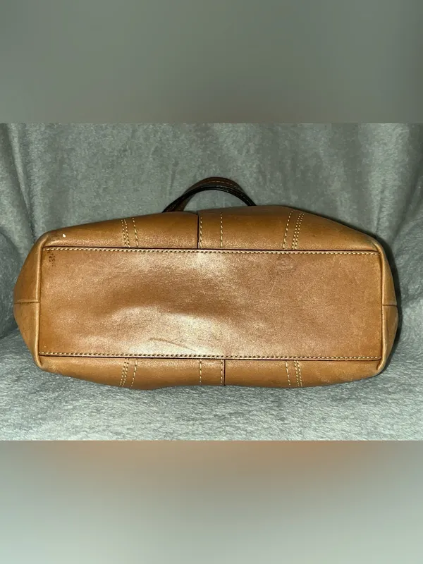 Coach Hamilton (or Hampton-style) cognac/tan leather tote bag with silver-tone - Image 12