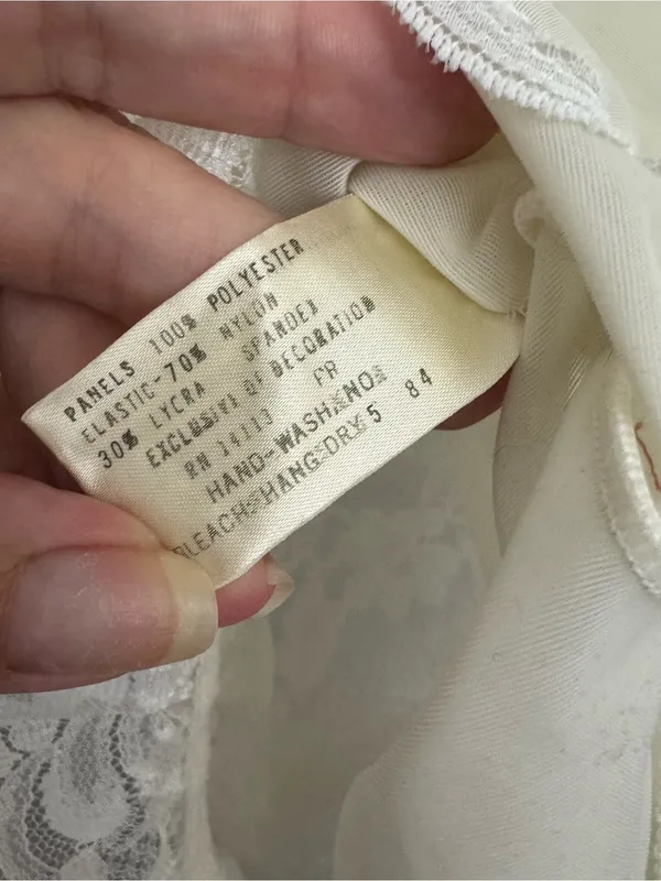 Vintage Union Made Dolores for Poirette Lace Bustier Bodysuit Ivory Lingerie 36 - Image 4