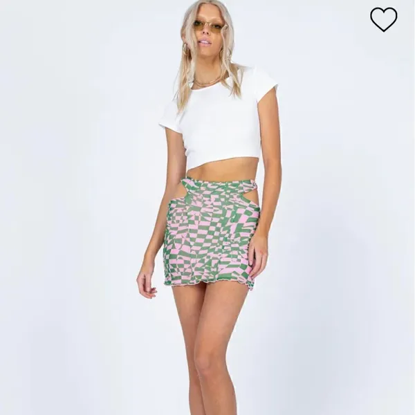 PRINCESS POLLY Syrah Wrap Mesh Mini Skirt Green - Image 2