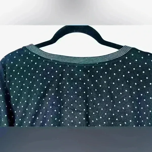 Lauren Ralph Lauren Black‎ Long Sleeved Sweater White Polka Dots Large Classic - Image 5