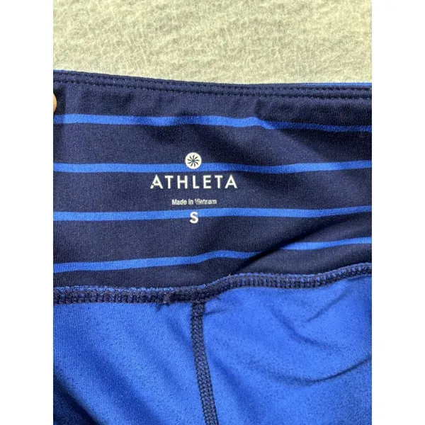 Athleta Women's Chaturanga Striped Blue Leggings Size S‎ Activewear Wicking - Image 2