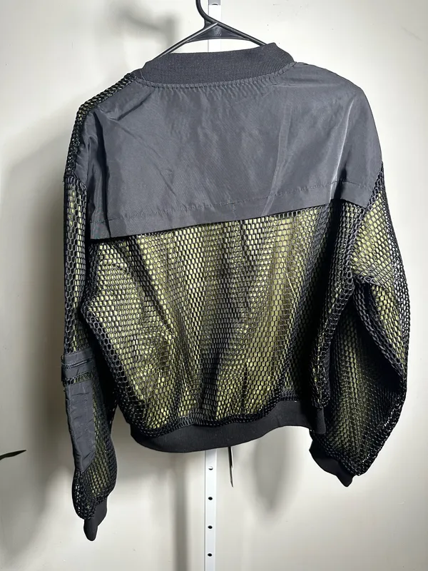N24. NWT X-CVLT Collection 1 Black Mesh Bomber Jacket Olive Lined Goth Y2K Size L #bomber - Image 5