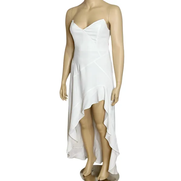 AMANDA UPRICHARD Symone Asymmetric Ruffle Maxi Dress, Ivory, XL - Image 8