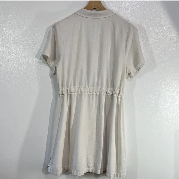 ModCloth Linen Blend Shirt Dress 1X Coastal Soft‎ Girl Minimalist Beige Pockets - Image 3