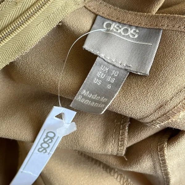 ASOS Tan Backless Halter Dress - Image 5