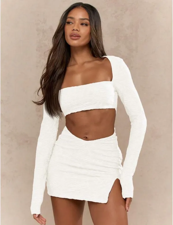 Textured Stretchy White Set - Image 2