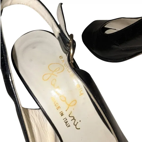 Garolini Leather Peep Toe Slingback Heels Old Money Vintage Italian Luxury 6 - Image 5