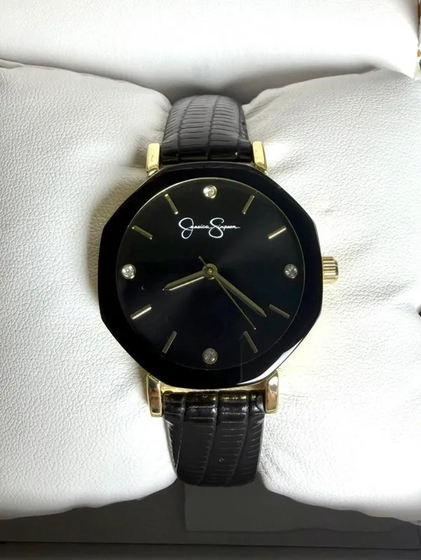 Jessica Simpson Black Gold Crystal Quartz Watch NWT - Image 5