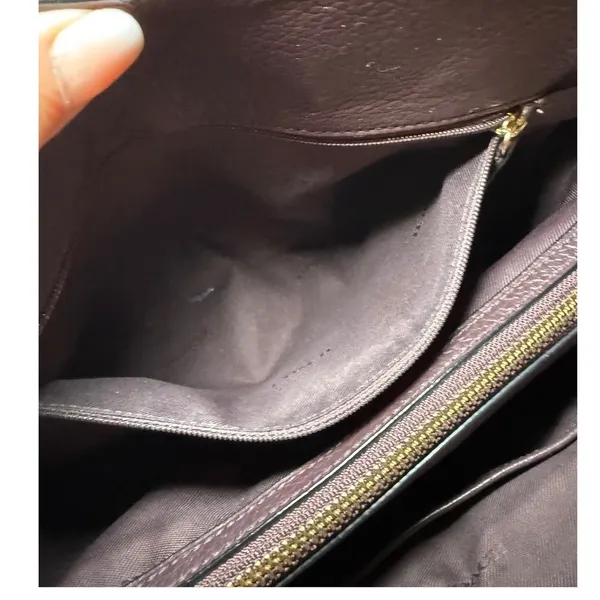 Coach Mercer 30 Satchel Plum Pebble Leather Handbag 37575 Gold Hardware - Image 14