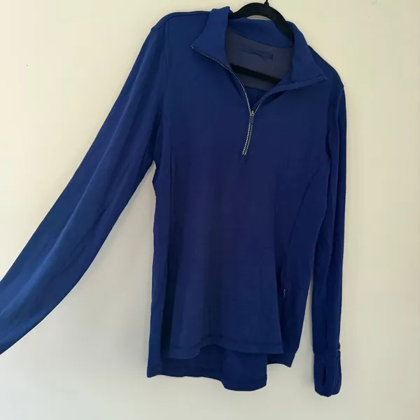 Lululemon Blue Quarter Zip 1/4 Zip Long Sleeve Workout Top‎ - Image 6