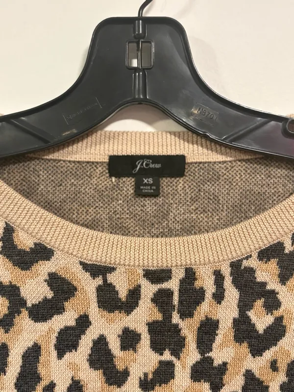 J. Crew Leopard Print Crewneck Sweater - Beige and Black - Image 3