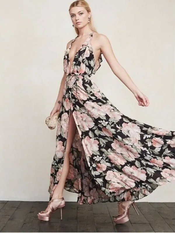 Reformation • Arianna Dress maxi wrap gown De Marie dark floral - Image 4