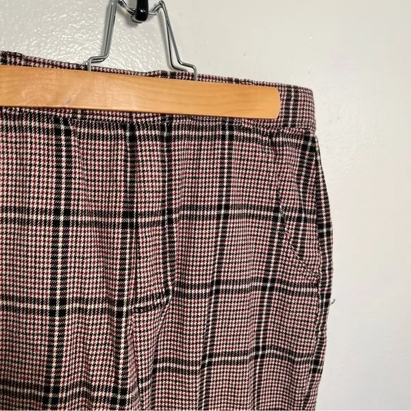 Hollister Women's Sz Small Ultra High-Rise Pant Plaid Houndstooth Beige Burgundy - Image 6