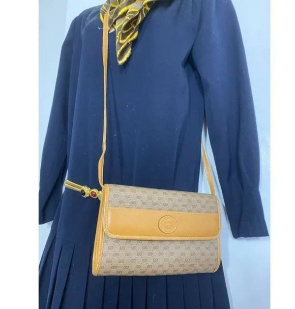 GUCCI Vintage Flap Coated Canvas Crossbody Bag - Image 11