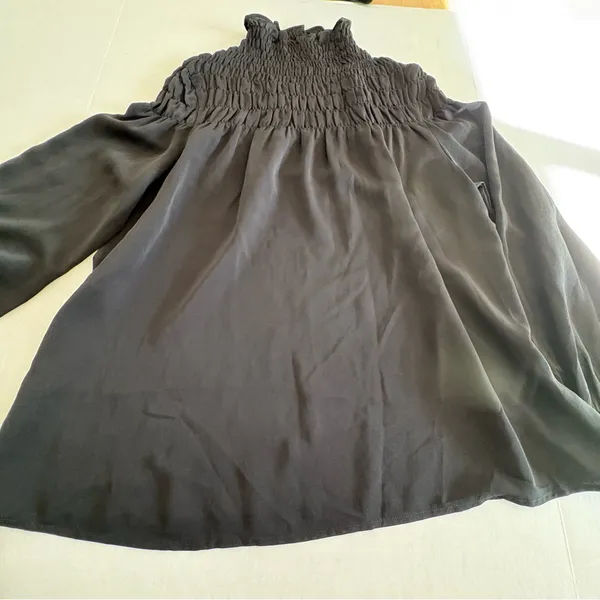 Patrizia Luca smocked high neck long sleeve blouse black - Image 8