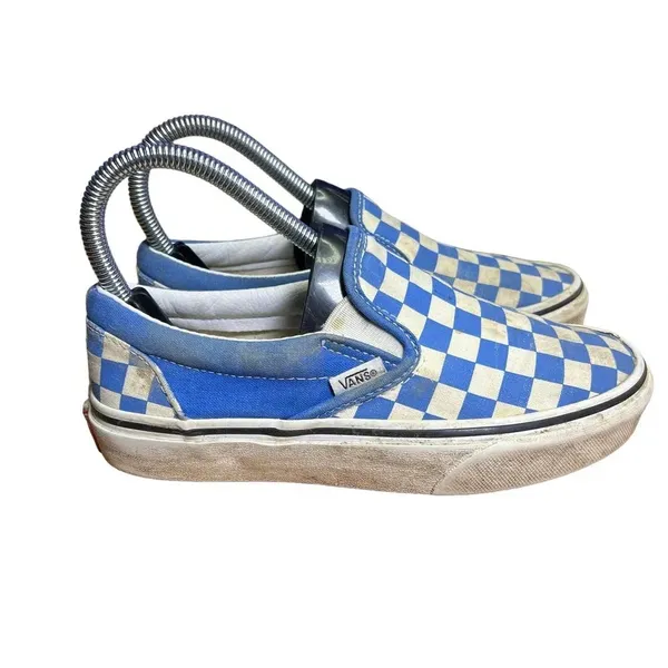 VANS Classic Slip-On Checkerboard Blue/ White Unisex Sneakers Y4.5/M4.5/W6.0‎ - Image 4