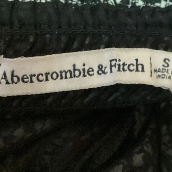 Abercrombie & Fitch Black Floral Square Neck Puff Long Sleeve Crop Top Blouse S - Image 3