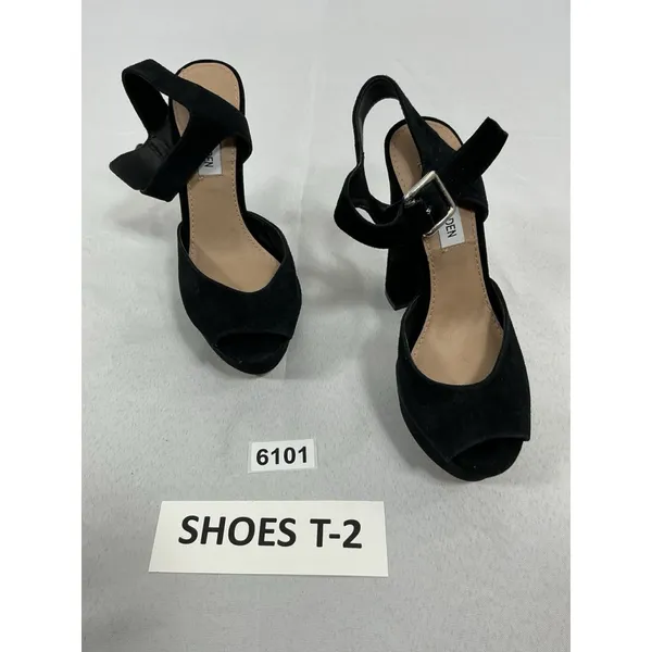 Womans Steve Madden Jillyy Platform Dress Shoes Black 6 M Peeptoe Strappy Heel - Image 3