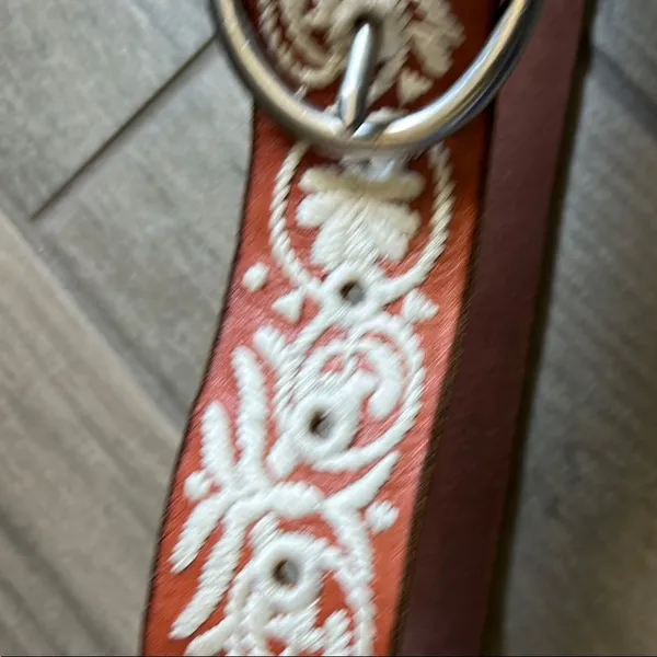 Brown and White Embroidered Belt - Image 3