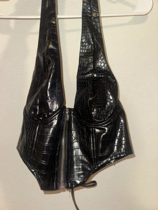 Edikted black crocodile textured corset top in a M - Image 2