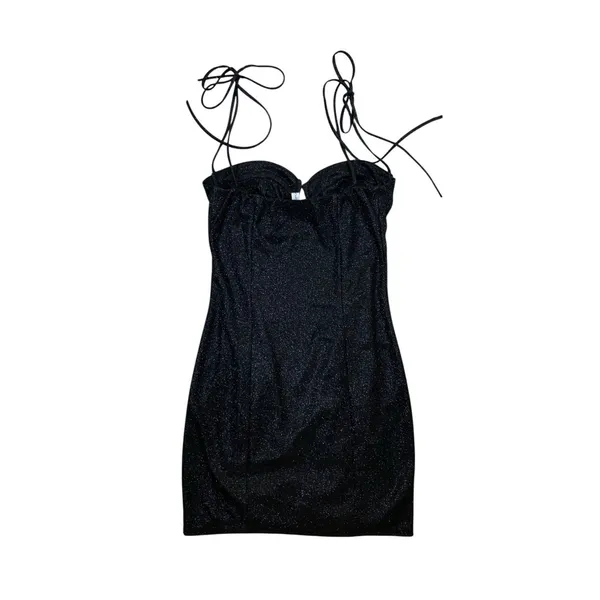 Lucy In The Sky Black Glitter Bustier‎ Bodycon Mini Dress XS - Image 5