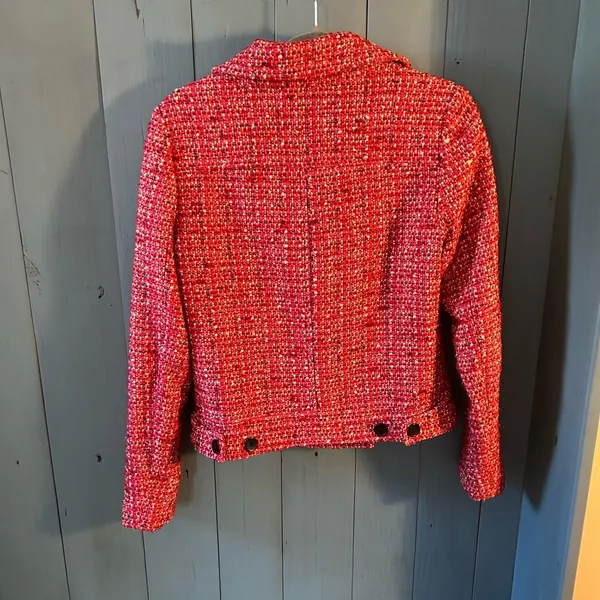 GAP Womens Button Double Breasted Short Pea Coat Blazer, Size XS Red Tweed - Image 3