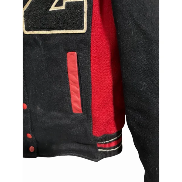 Vintage 80's Trophy Varsity Jacket‎ Black/Red Women's Size Medium Black - Image 9