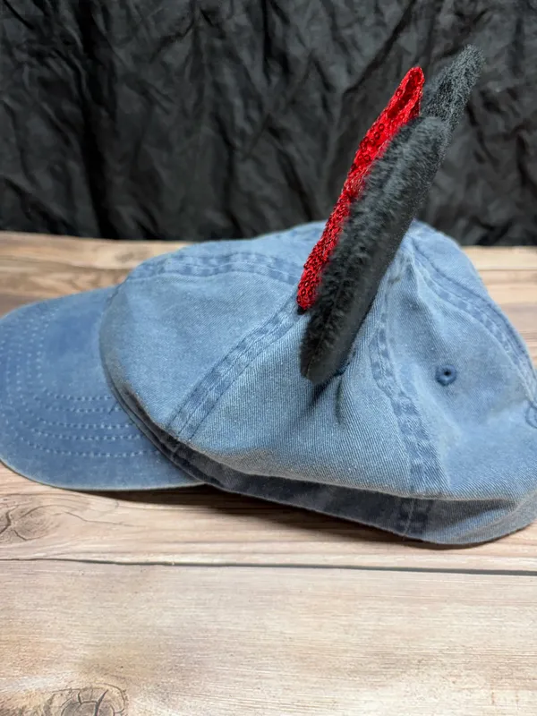 Mouse Ears Blue Denim Baseball Hat Minnie Red Bow - Image 3