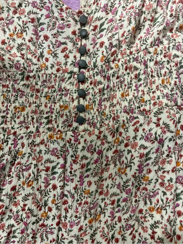 American Eagle Outfitters Cream Floral Sleeveless Wide-Leg Jumpsuit - Image 3