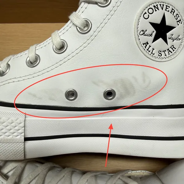 Converse‎ Chuck Taylor All Star Platform High Top White Leather Sneakers Women 7 - Image 6