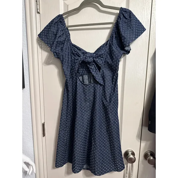 LA Relaxed Eyelet Sundress Chambray Organic‎ Cotton Dress Cottagecore Coquette - Image 3