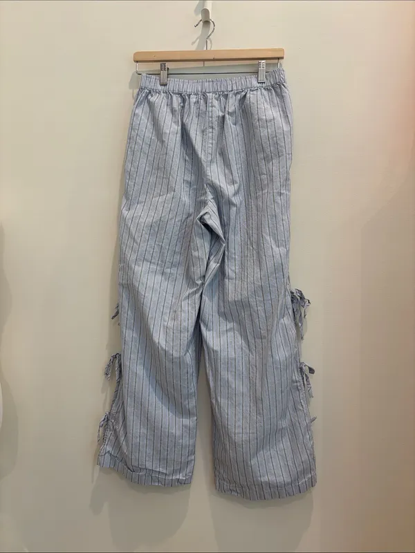 Wild Fable Wide Leg Pants Blue Striped Tie Side Size Medium - Image 5