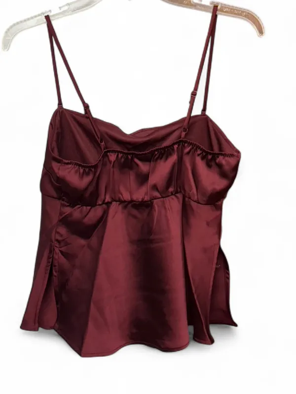 Wild Fable Burgundy Satin Cami Top with Side Slits - Size S (NWT) - Image 6