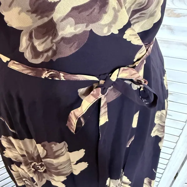 J. CREW VINTAGE Women's 6 Floral Wrap Maxi Dress Flutter Sleeve Brown 90s Y2K - Image 9