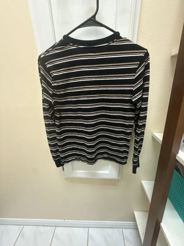 Vans Pismo Striped Long Sleeve T-Shirt Black White Tan Pink X-Small - Image 5