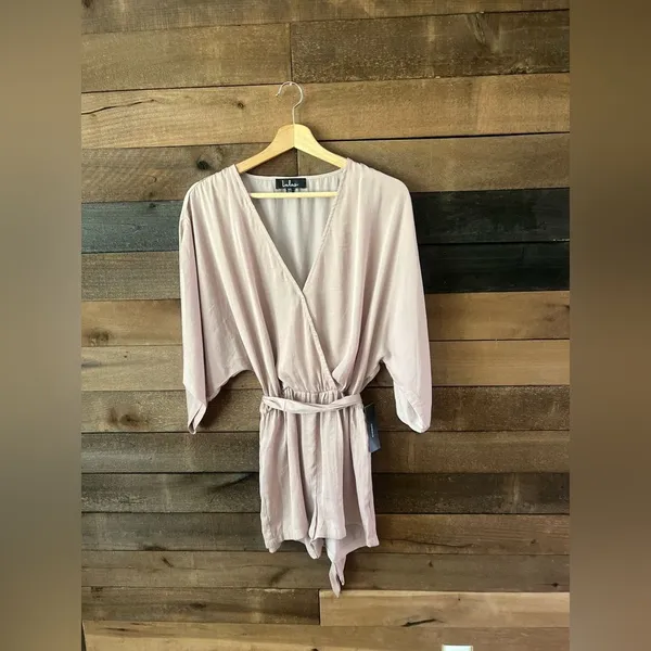 NWT Lulus Blush Kimono Sleeve Wrap Romper – Size XS - Image 10