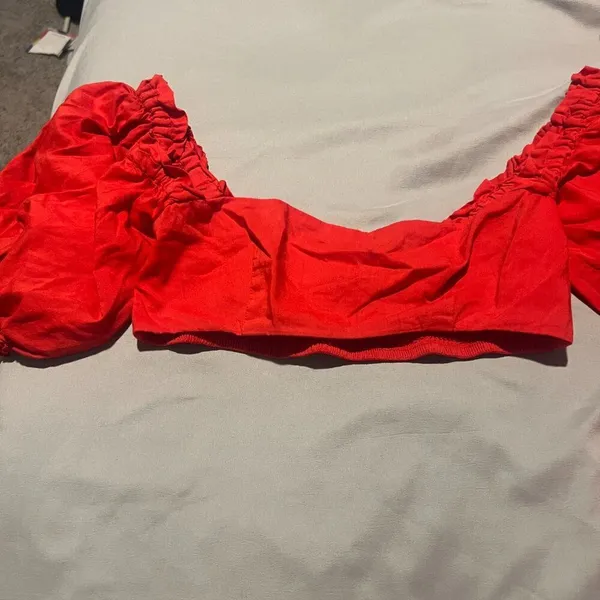 Weworewhat Coco Solid Obe Ruby Red Top Womens Sexy Cropped Xs - Image 8