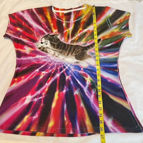 Animal rescue Flying Cat Kitty Portal Galaxy Colorful T Shirt Women’s Size XL - Image 6