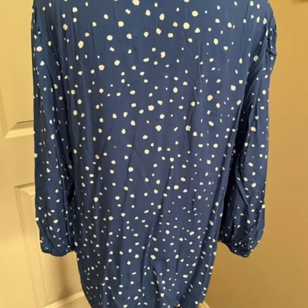 Polka Dot Blouse Size Medium Blue - Image 2